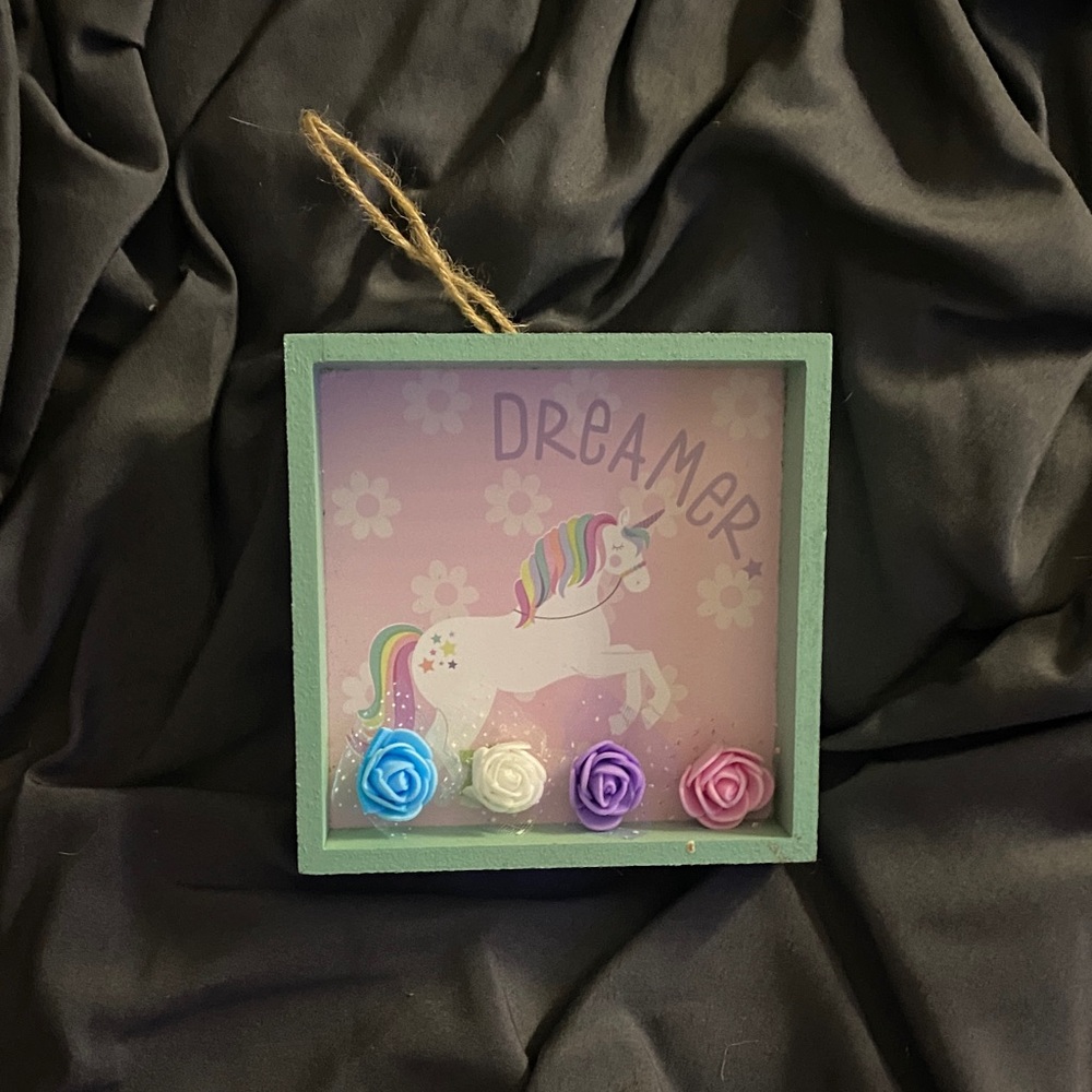 Unicorn Dreamer Wall Art with Flowers